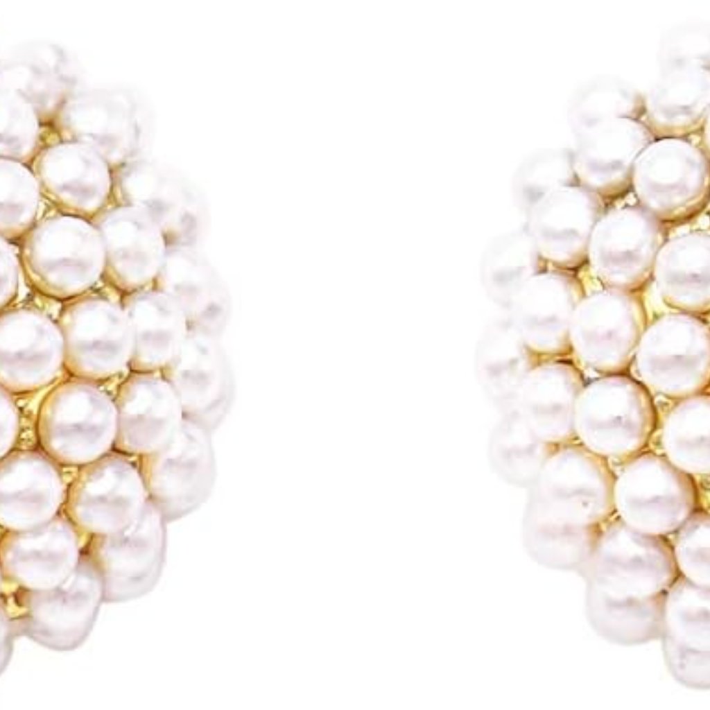 Women's Timeless Classic Simulated Pave Pearl Cluster Hypoallergenic Stud Earrin
